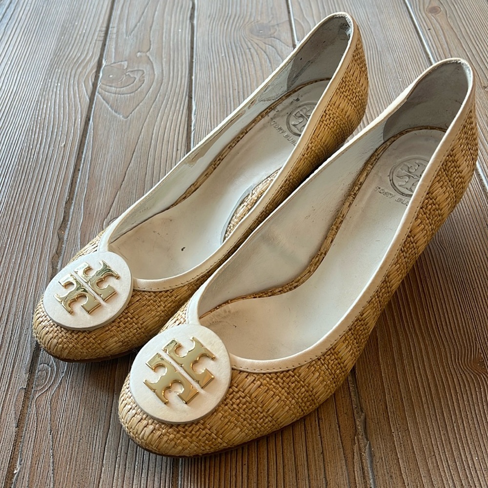 Tory Burch Tan Woven Ballet Flats